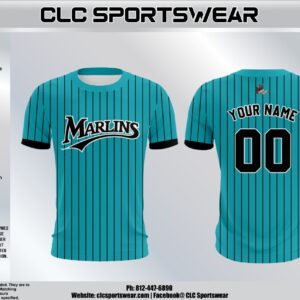 South Tyler County Little League – Marlins Pinstripe Jersey (Teal/Black)