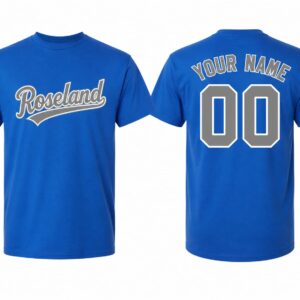 Roseland Royal Blue Gray Cotton T-Shirt