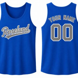 Roseland Royal Blue Gray Cotton Tank Top