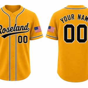 Roseland Gold Black Sublimated Baseball Button-Up