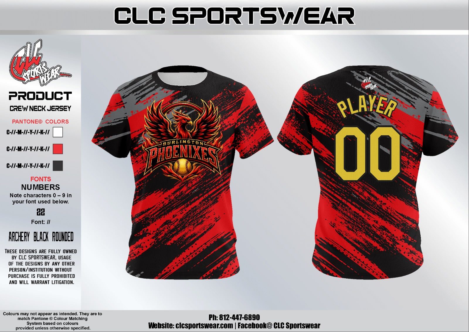 Burlington Phoenixes Crew Neck Jersey – Red/Black
